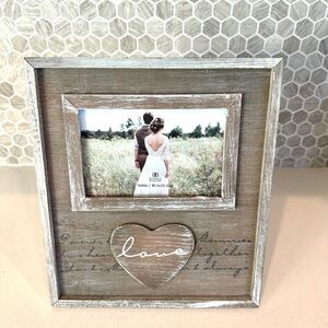 Rustic Wooden Photo Frame with Heart Accent